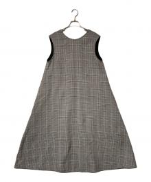 TOMORROW LAND collection（トゥモローランドコレクション）の古着「タッターグレンチェック Aラインワンピース」｜グレー