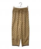 manipuriマニプリ）の古着「ドット柄イージーワイドパンツ」｜ベージュ×ブラック