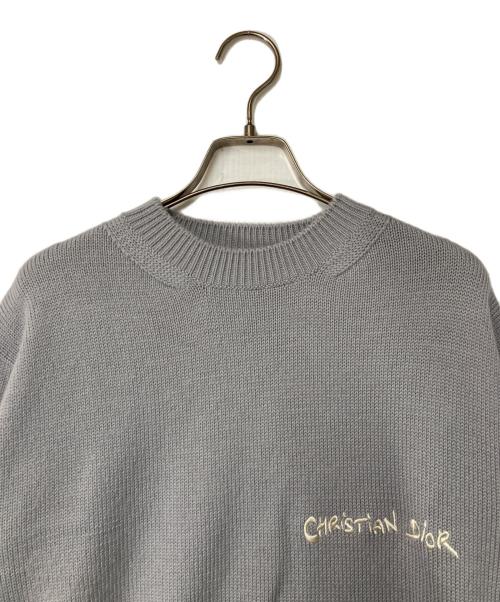 Dior（ディオール）Dior (ディオール) アルパカウール ロゴ刺繍ニット グレー サイズ:Sの古着・服飾アイテム
