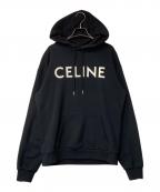 CELINEセリーヌ）の古着「ロゴ スウェットプルオーバーパーカー」｜ブラック