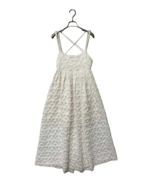 LE CIEL BLEU（ルシェルブルー）LE CIEL BLEU (ルシェルブルー) ジャガードキャミワンピース ホワイト サイズ:36の古着・服飾アイテム