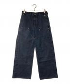 Vuja Deヴジャデ）の古着「ダメージ加工 ダブルニーペインターパンツ」｜ネイビー