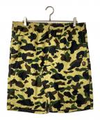 A BATHING APEア ベイシング エイプ）の古着「カモ柄ハーフパンツ」｜イエロー×ブラック×オリーブ