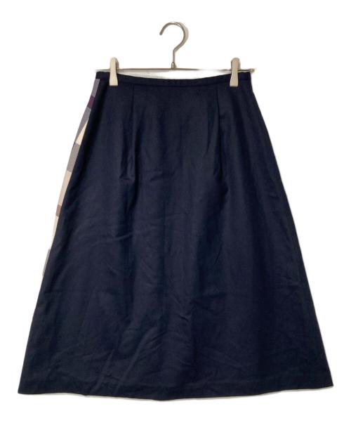 BLUE LABEL CRESTBRIDGE（ブルーレーベルクレストブリッジ）BLUE LABEL CRESTBRIDGE (ブルーレーベルクレストブリッジ) ウール切替チェックスカート ネイビー サイズ:38の古着・服飾アイテム