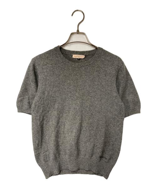 Burberry's（バーバリー）Burberry's (バーバリーズ) ロゴ刺繍半袖カシミヤニット グレー サイズ:Ｍの古着・服飾アイテム