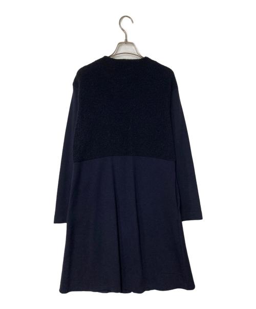 Leilian WHITE LABEL（レリアン ホワイトレーベル）Leilian WHITE LABEL (レリアン ホワイトレーベル) ボア切替ニットワンピース ネイビー サイズ:9の古着・服飾アイテム