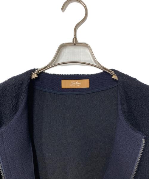 Leilian WHITE LABEL（レリアン ホワイトレーベル）Leilian WHITE LABEL (レリアン ホワイトレーベル) ボア切替ニットワンピース ネイビー サイズ:9の古着・服飾アイテム