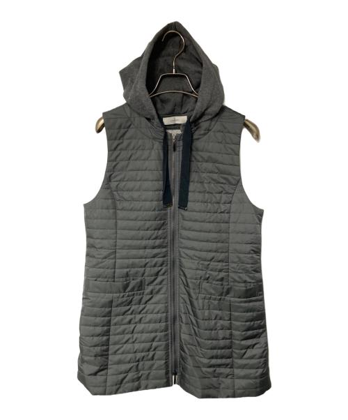 Leilian（レリアン）LEILIAN (レリアン) フーデット キルティングベスト グレー サイズ:9の古着・服飾アイテム