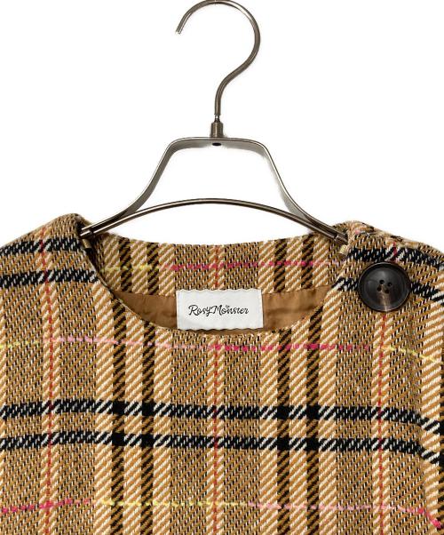 rosy monster（ロージーモンスター）rosy monster (ロージーモンスター) ノースリーブチェックワンピース ブラウン サイズ:Fの古着・服飾アイテム