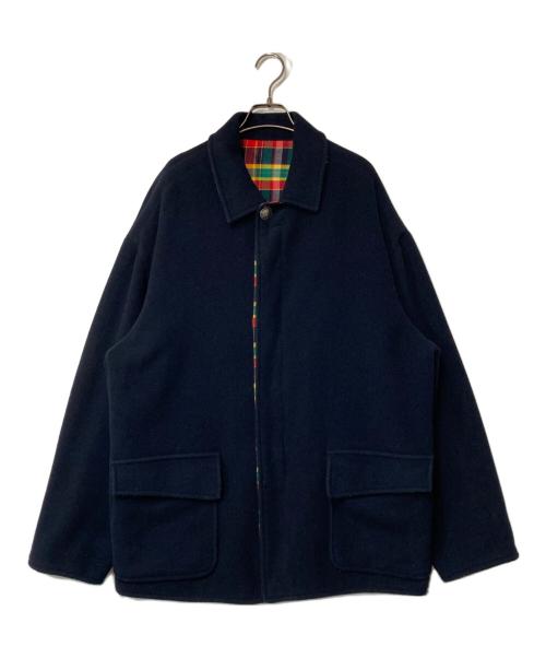 VERSACE JEANS COUTURE（ヴェルサーチ ジーンズクチュール）VERSACE JEANS COUTURE (ヴェルサーチ ジーンズクチュール) リバーシブルチェックフリースジャケット イタリア製 ネイビー サイズ:Mの古着・服飾アイテム