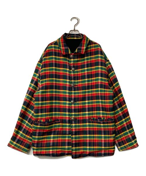 VERSACE JEANS COUTURE（ヴェルサーチ ジーンズクチュール）VERSACE JEANS COUTURE (ヴェルサーチ ジーンズクチュール) リバーシブルチェックフリースジャケット イタリア製 ネイビー サイズ:Mの古着・服飾アイテム