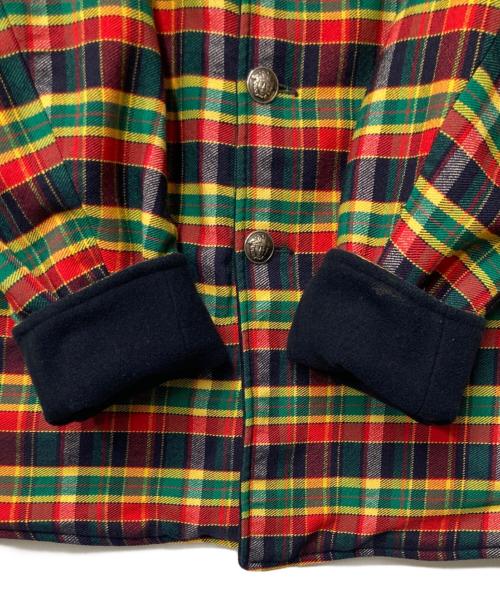 VERSACE JEANS COUTURE（ヴェルサーチ ジーンズクチュール）VERSACE JEANS COUTURE (ヴェルサーチ ジーンズクチュール) リバーシブルチェックフリースジャケット イタリア製 ネイビー サイズ:Mの古着・服飾アイテム