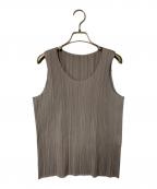 PLEATS PLEASEプリーツプリーズ）の古着「プリーツノースリーブカットソー」｜グレー