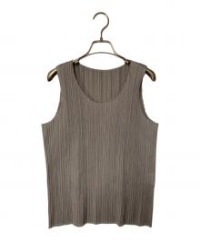 PLEATS PLEASE（プリーツプリーズ）の古着「プリーツノースリーブカットソー」｜グレー