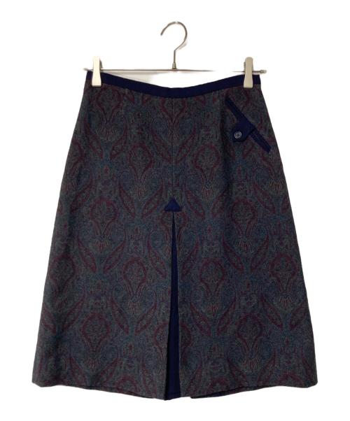 ETRO（エトロ）ETRO (エトロ) ウールシルクペイズリー柄スカート ネイビー サイズ:40の古着・服飾アイテム