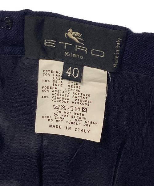 ETRO（エトロ）ETRO (エトロ) ウールシルクペイズリー柄スカート ネイビー サイズ:40の古着・服飾アイテム
