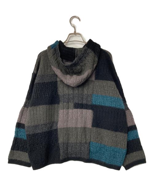 M.&KYOKO（エムアンドキョウコ）M.&KYOKO (エムアンドキョウコ) パッチワークニットパーカー ブラック×グレー サイズ:FREEの古着・服飾アイテム