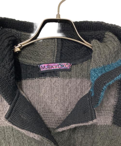 M.&KYOKO（エムアンドキョウコ）M.&KYOKO (エムアンドキョウコ) パッチワークニットパーカー ブラック×グレー サイズ:FREEの古着・服飾アイテム