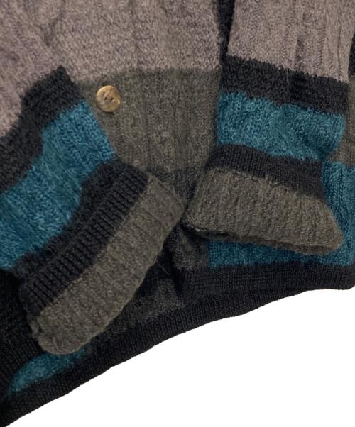 M.&KYOKO（エムアンドキョウコ）M.&KYOKO (エムアンドキョウコ) パッチワークニットパーカー ブラック×グレー サイズ:FREEの古着・服飾アイテム