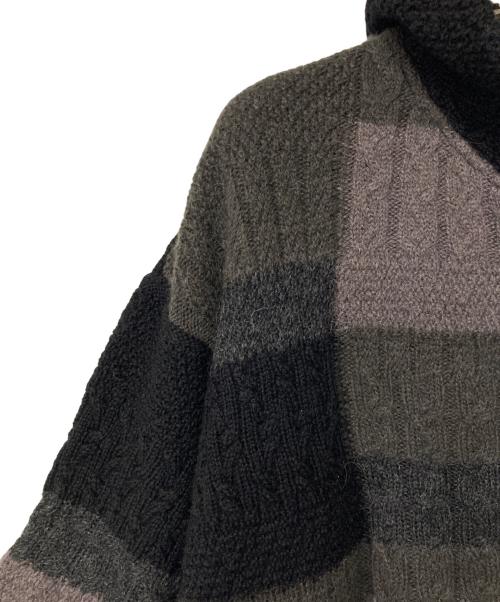 M.&KYOKO（エムアンドキョウコ）M.&KYOKO (エムアンドキョウコ) パッチワークニットパーカー ブラック×グレー サイズ:FREEの古着・服飾アイテム