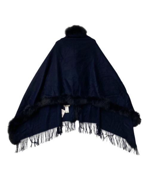tiedeur（ティエドゥール）tiedeur (ティエドゥール) フォックスファーカシミヤポンチョ ネイビー サイズ:F 未使用品の古着・服飾アイテム