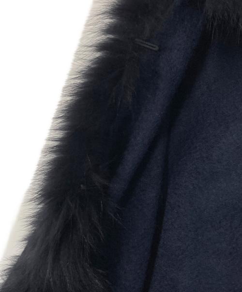 tiedeur（ティエドゥール）tiedeur (ティエドゥール) フォックスファーカシミヤポンチョ ネイビー サイズ:F 未使用品の古着・服飾アイテム