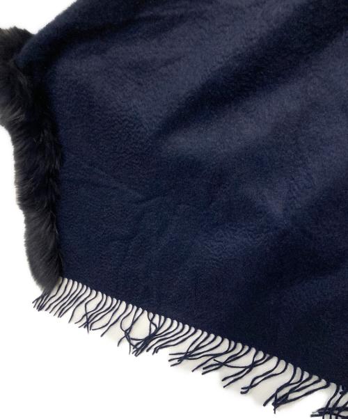 tiedeur（ティエドゥール）tiedeur (ティエドゥール) フォックスファーカシミヤポンチョ ネイビー サイズ:F 未使用品の古着・服飾アイテム