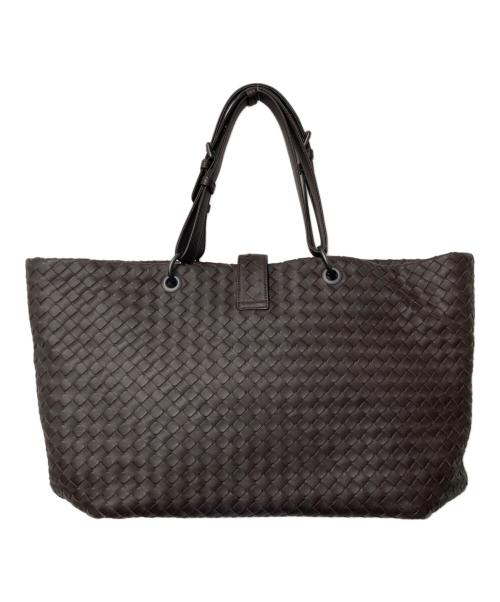 BOTTEGA VENETA（ボッテガベネタ）BOTTEGA VENETA (ボッテガベネタ) カプリ イントレチャート トートバッグ  ブラウンの古着・服飾アイテム