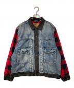 LEVI'S PReMIUMリーバイス プレミアム）の古着「TYPE II HYBRID トラッカーデニムジャケット」｜インディゴ×レッド×ブラック