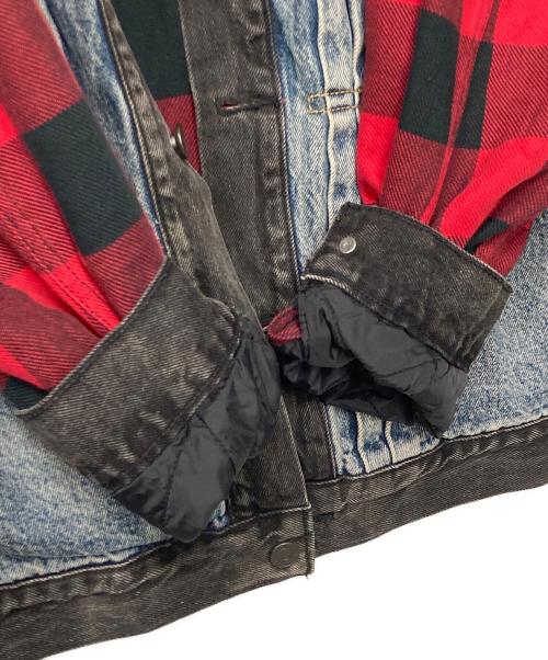 LEVI'S PReMIUM（リーバイス プレミアム）LEVI'S PReMIUM (リーバイス プレミアム) TYPE II HYBRID トラッカーデニムジャケット インディゴ×レッド×ブラック サイズ:Lの古着・服飾アイテム