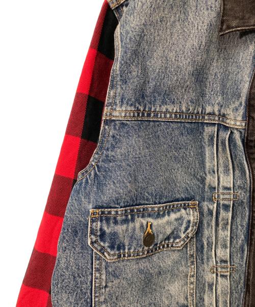 LEVI'S PReMIUM（リーバイス プレミアム）LEVI'S PReMIUM (リーバイス プレミアム) TYPE II HYBRID トラッカーデニムジャケット インディゴ×レッド×ブラック サイズ:Lの古着・服飾アイテム