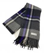 JOSHUA ELLISジョシュア エリス）の古着「カシミヤチェックマフラー」｜グレー×パープル×ブラック