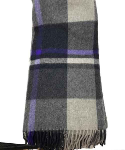 JOSHUA ELLIS（ジョシュア エリス）Joshua Ellis (ジョシュア エリス) カシミヤチェックマフラー グレー×パープル×ブラックの古着・服飾アイテム