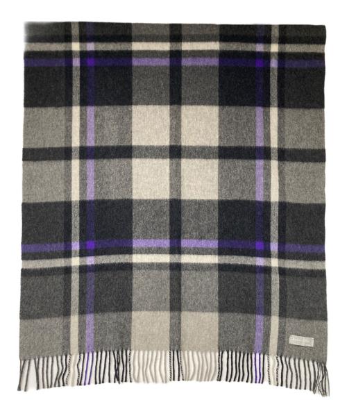 JOSHUA ELLIS（ジョシュア エリス）Joshua Ellis (ジョシュア エリス) カシミヤチェックマフラー グレー×パープル×ブラックの古着・服飾アイテム