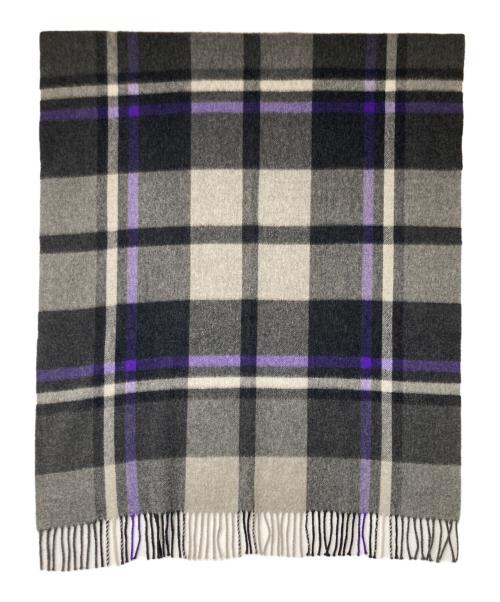 JOSHUA ELLIS（ジョシュア エリス）Joshua Ellis (ジョシュア エリス) カシミヤチェックマフラー グレー×パープル×ブラックの古着・服飾アイテム