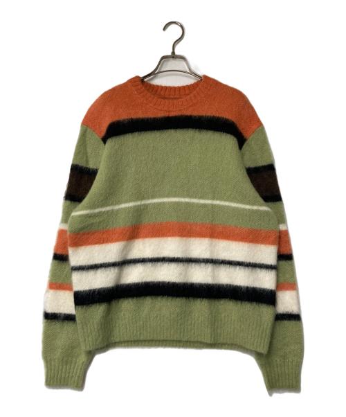 GOLF WANG（ゴルフワン）GOLF WANG (ゴルフワン) モヘヤ混ボーダーニット オレンジ×グリーン サイズ:Mの古着・服飾アイテム