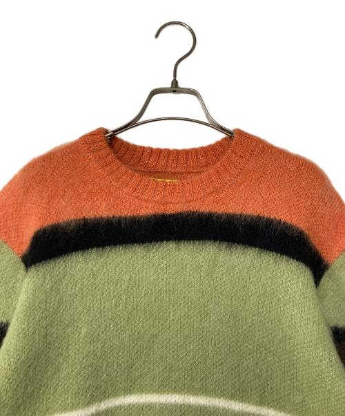 GOLF WANG（ゴルフワン）GOLF WANG (ゴルフワン) モヘヤ混ボーダーニット オレンジ×グリーン サイズ:Mの古着・服飾アイテム