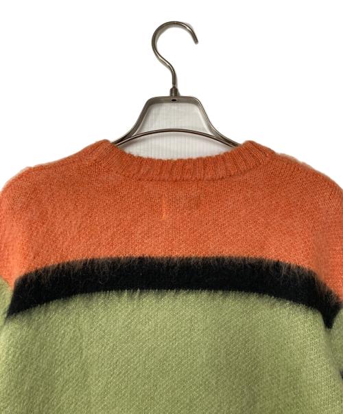 GOLF WANG（ゴルフワン）GOLF WANG (ゴルフワン) モヘヤ混ボーダーニット オレンジ×グリーン サイズ:Mの古着・服飾アイテム
