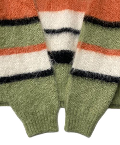 GOLF WANG（ゴルフワン）GOLF WANG (ゴルフワン) モヘヤ混ボーダーニット オレンジ×グリーン サイズ:Mの古着・服飾アイテム