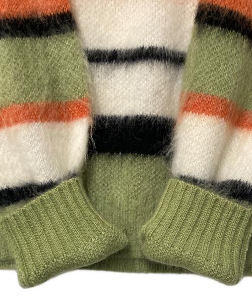 GOLF WANG（ゴルフワン）GOLF WANG (ゴルフワン) モヘヤ混ボーダーニット オレンジ×グリーン サイズ:Mの古着・服飾アイテム