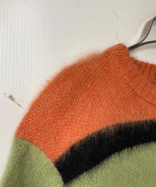 GOLF WANG（ゴルフワン）GOLF WANG (ゴルフワン) モヘヤ混ボーダーニット オレンジ×グリーン サイズ:Mの古着・服飾アイテム