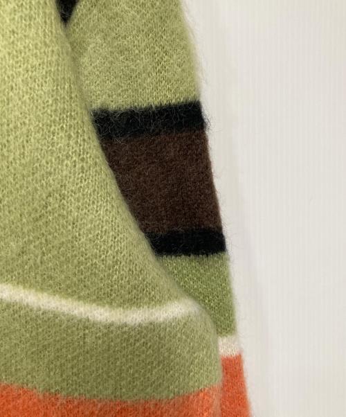 GOLF WANG（ゴルフワン）GOLF WANG (ゴルフワン) モヘヤ混ボーダーニット オレンジ×グリーン サイズ:Mの古着・服飾アイテム