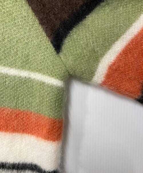 GOLF WANG（ゴルフワン）GOLF WANG (ゴルフワン) モヘヤ混ボーダーニット オレンジ×グリーン サイズ:Mの古着・服飾アイテム