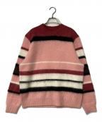 GOLF WANGゴルフワン）の古着「モヘヤ混ボーダーニット」｜ピンク×ホワイト