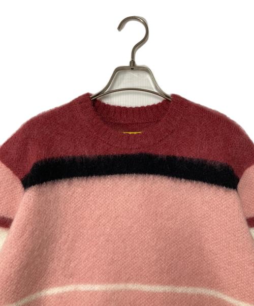 GOLF WANG（ゴルフワン）GOLF WANG (ゴルフワン) モヘヤ混ボーダーニット ピンク×ホワイト サイズ:Ｍの古着・服飾アイテム