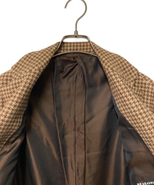 kiton（キートン）kiton (キートン) カシミヤ ハウンドトゥース チェスターコート ブラウン サイズ:48の古着・服飾アイテム