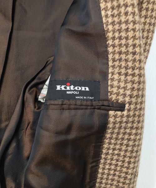 kiton（キートン）kiton (キートン) カシミヤ ハウンドトゥース チェスターコート ブラウン サイズ:48の古着・服飾アイテム