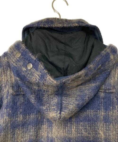 GLOVER ALL（グローバーオール）GLOVER ALL (グローバーオール) ELIZA モヘヤ混チェックシャギーダッフルコート ネイビー×ブラウン サイズ:40の古着・服飾アイテム