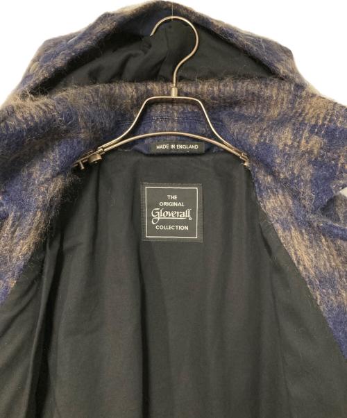 GLOVER ALL（グローバーオール）GLOVER ALL (グローバーオール) ELIZA モヘヤ混チェックシャギーダッフルコート ネイビー×ブラウン サイズ:40の古着・服飾アイテム