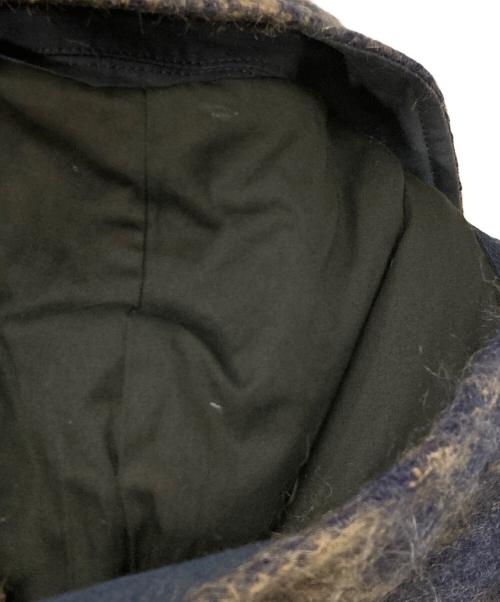 GLOVER ALL（グローバーオール）GLOVER ALL (グローバーオール) ELIZA モヘヤ混チェックシャギーダッフルコート ネイビー×ブラウン サイズ:40の古着・服飾アイテム